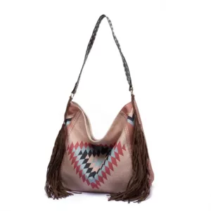 Wholesale European and American Retro Bohemian Handmade Woven Tassel Cotton and Linen Shoulder Large Bag