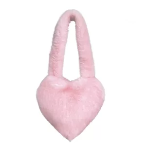 Wholesale Sweet And Cool Fairy Pink Heart-Shaped Handheld/Crossbody Babe Imitation Fox Fur Bag | Bag Series Supplier