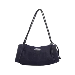 Niche Design Single Shoulder And Hand Held Round Bucket French Casual Simple Denim Bag