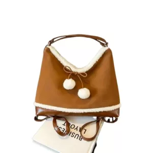 New Autumn-Winter Suede Blend Synthetic Wool Trim Women's Crossbody Bag Backpack