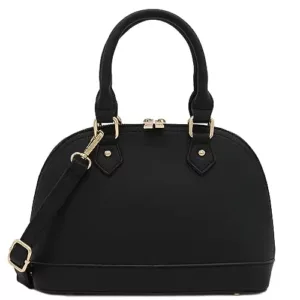 Zip-Around Saffiano Classic Dome Satchel-Black