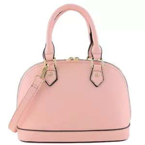 Zip-Around Saffiano Classic Dome Satchel-Pink