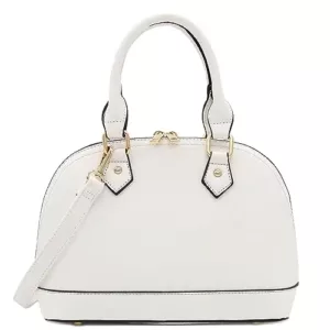 Zip-Around Saffiano Classic Dome Satchel-White