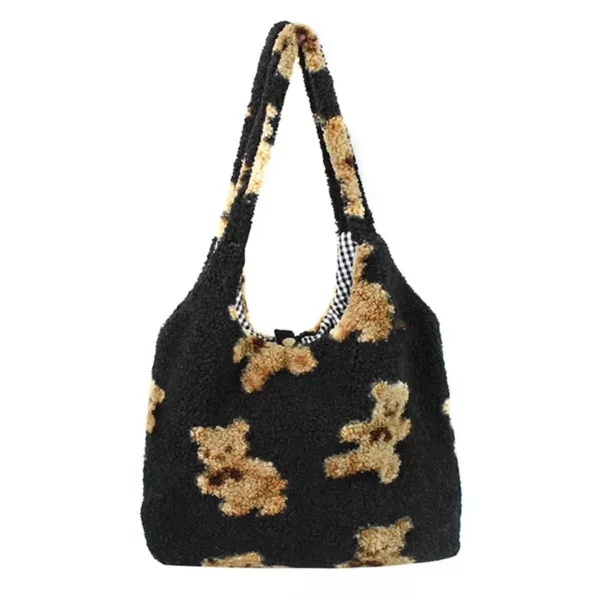 Women's Plush Bear Print Handbag
