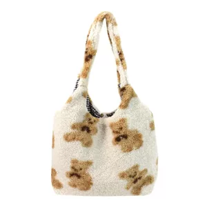 Women's Plush Bear Print Handbag
