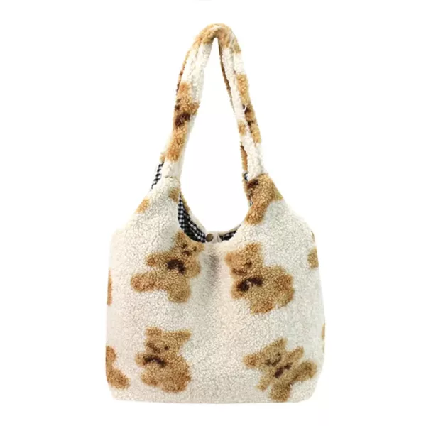Women's Plush Bear Print Handbag