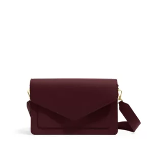 Crimson Envelope Clasp Satchel