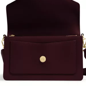 Crimson Envelope Clasp Satchel