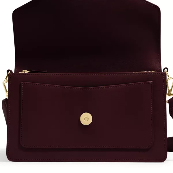 Crimson Envelope Clasp Satchel