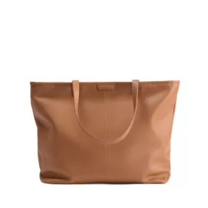 Large Zippered Downtown Tote (Classic Cognac) | Custom Manufactured Bags