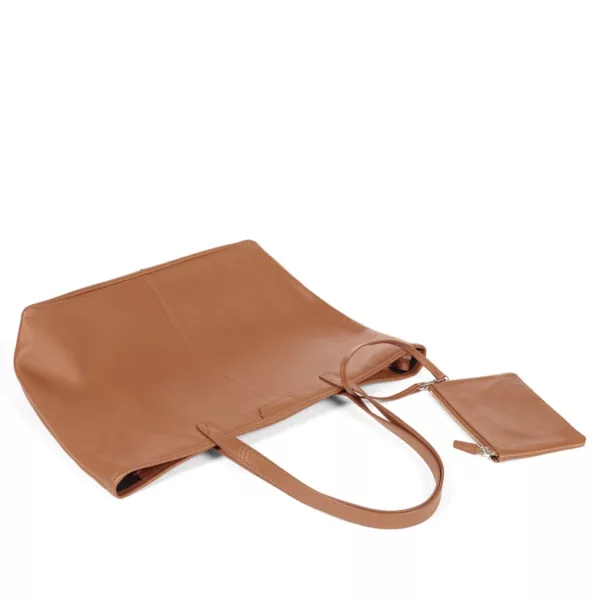 Large Zippered Downtown Tote (Classic Cognac) | Custom Manufactured Bags