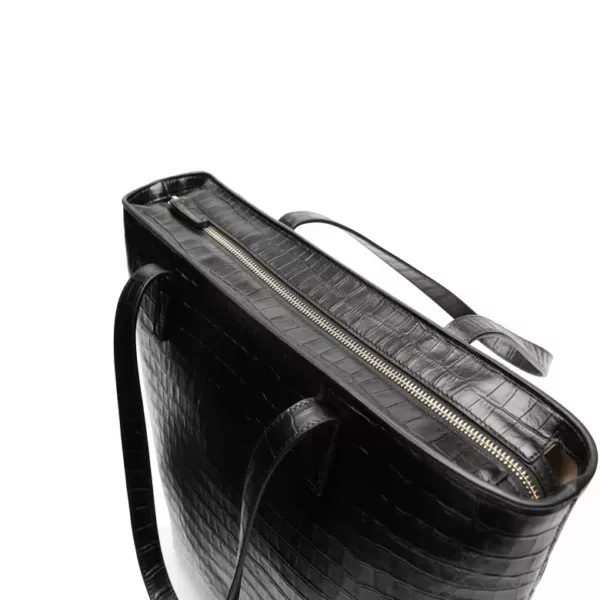 Vertical Leather Work Tote