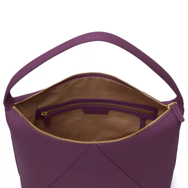 Leather Hobo Bag-Purple