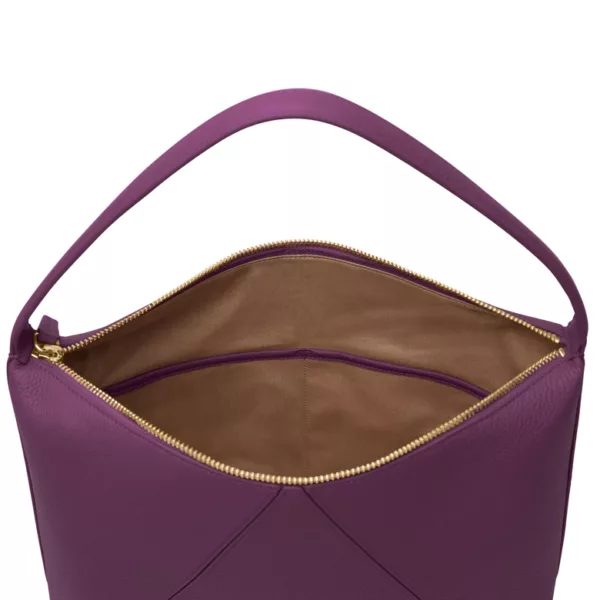 Leather Hobo Bag-Purple