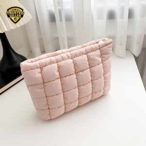 Custom Logo Down Pad Quilted Nylon Makeup Bag