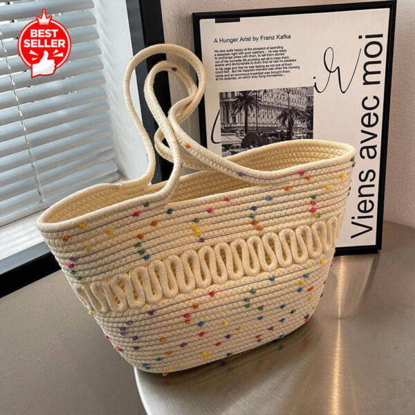 Summer Fashion Hand-Woven Cotton Rope Tote Bag