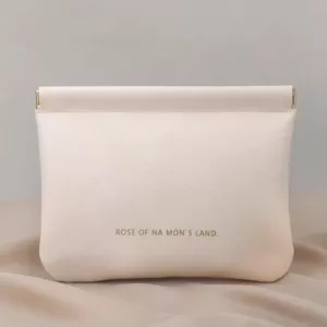 White Large Size High-End Plain Pu Custom Lock Makeup Bag