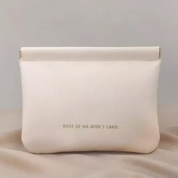 White Large Size High-End Plain Pu Custom Lock Makeup Bag