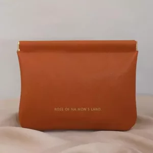 Brown Large Size High-End Plain Pu Custom Lock Makeup Bag