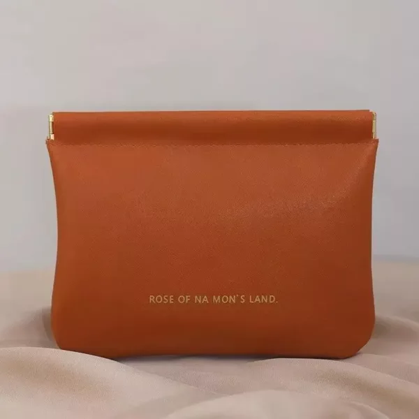 Brown Large Size High-End Plain Pu Custom Lock Makeup Bag