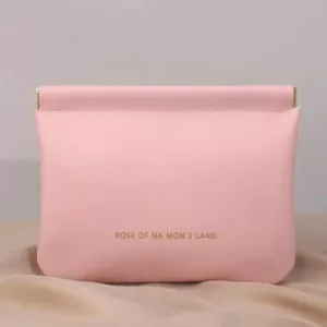 Pink Large Size High-End Plain Pu Custom Lock Makeup Bag