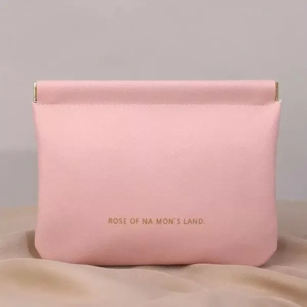 Pink Large Size High-End Plain Pu Custom Lock Makeup Bag
