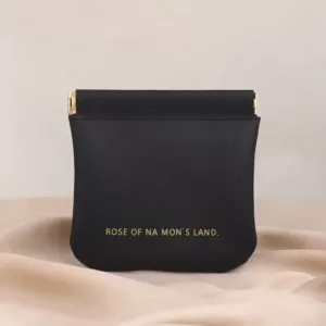 Black Medium High-End Plain Pu Custom Lock Makeup Bag