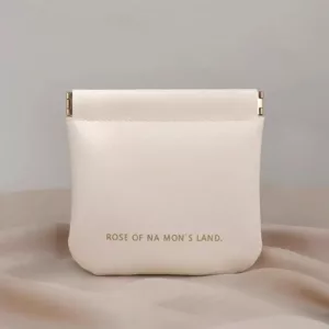 White Medium High-End Plain Pu Custom Lock Makeup Bag