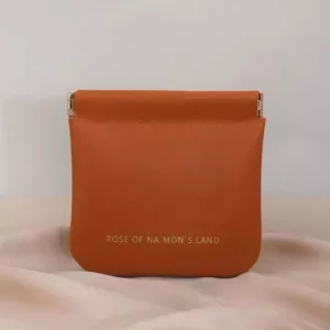 Brown Medium High-End Plain Pu Custom Lock Makeup Bag