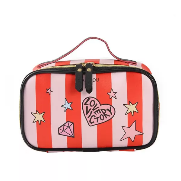 Silver Quilt Reusable Pattern Travel Cosmetic Bag