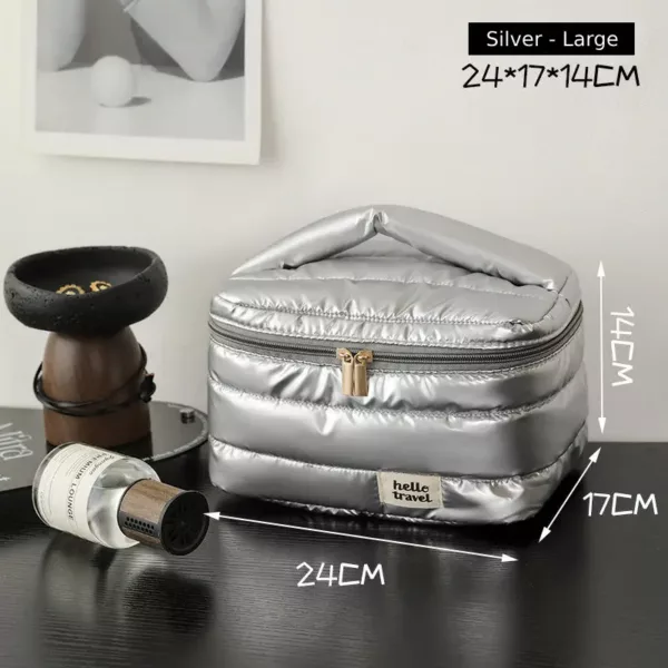 Silver Quilt Travel Makeup Bag