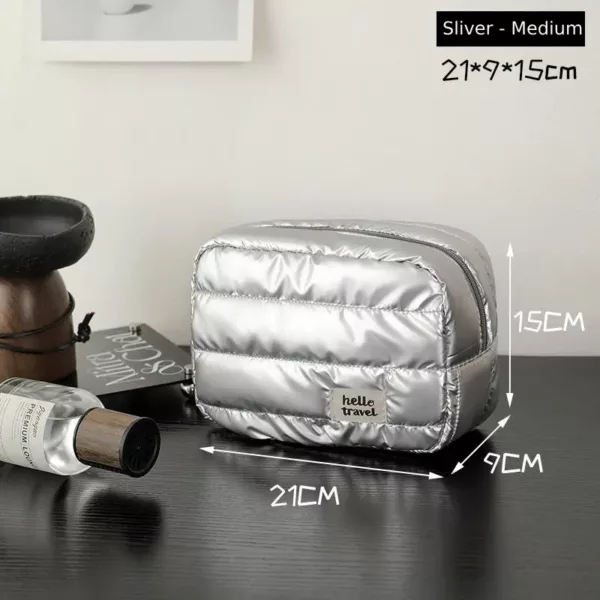 Silver Quilt Travel Makeup Bag