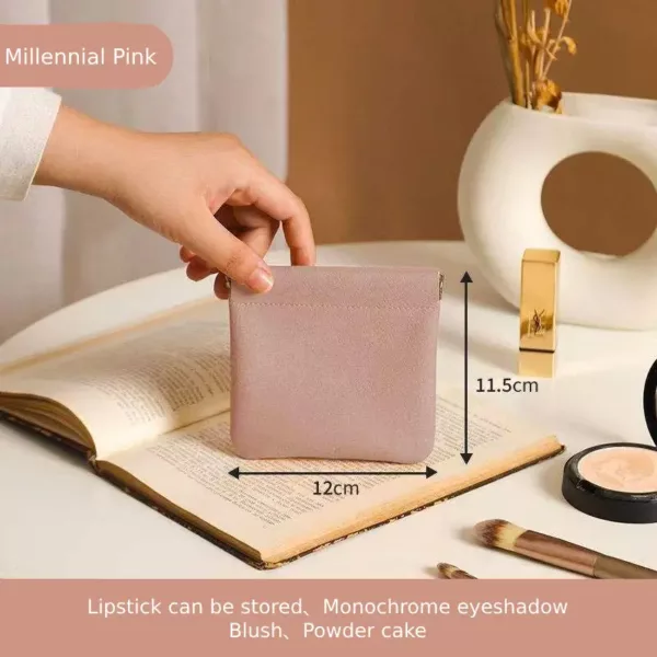 Pink Small High-End Plain Pu Custom Lock Makeup Bag
