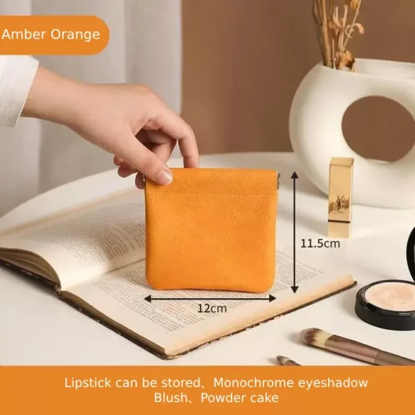 Orange Small High-End Plain Pu Custom Lock Makeup Bag