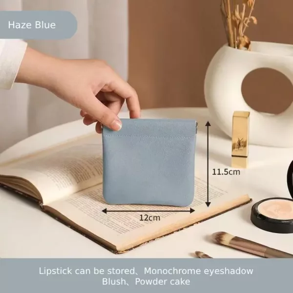 Blue Small High-End Plain Pu Custom Lock Makeup Bag