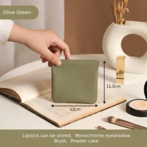 Green Small High-End Plain Pu Custom Lock Makeup Bag