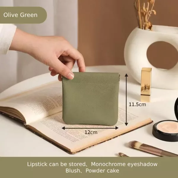 Green Small High-End Plain Pu Custom Lock Makeup Bag