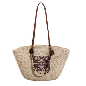 New Summer Collection Of High-End Hand-Woven Straw Tote Bags White