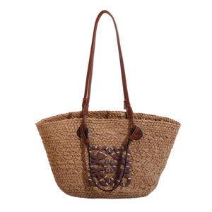 New Summer Collection Of High-End Hand-Woven Straw Tote Bags Brown