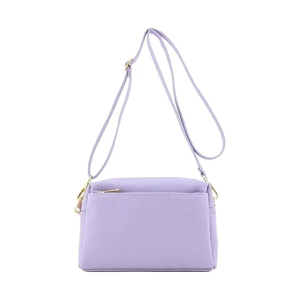 Customized Leather Triple Waist Crossbody Bag purple