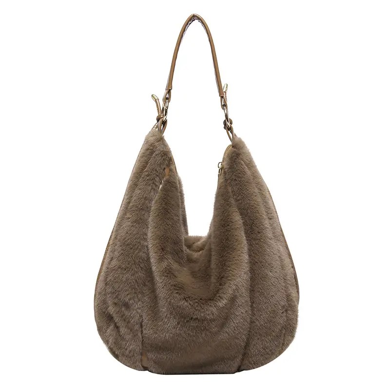 Ultra Soft Fur Ladies Shoulder Messenger Bag brown